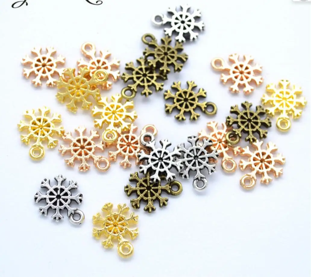 

100pcs Antique Silver Plated snowflake Charms Pendant:DIY for bracelet necklace 13*11mm F0229