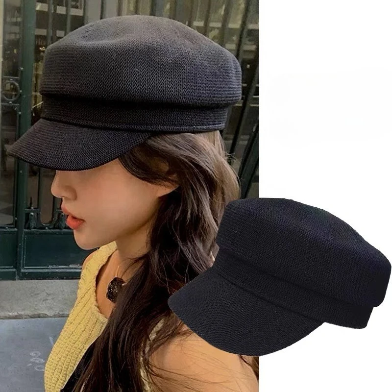 

Linen Beret Hat Women French Style Spring Summer Flat Top Plain Beret Caps for Women Fashion Daily Vacation Elegant Simple