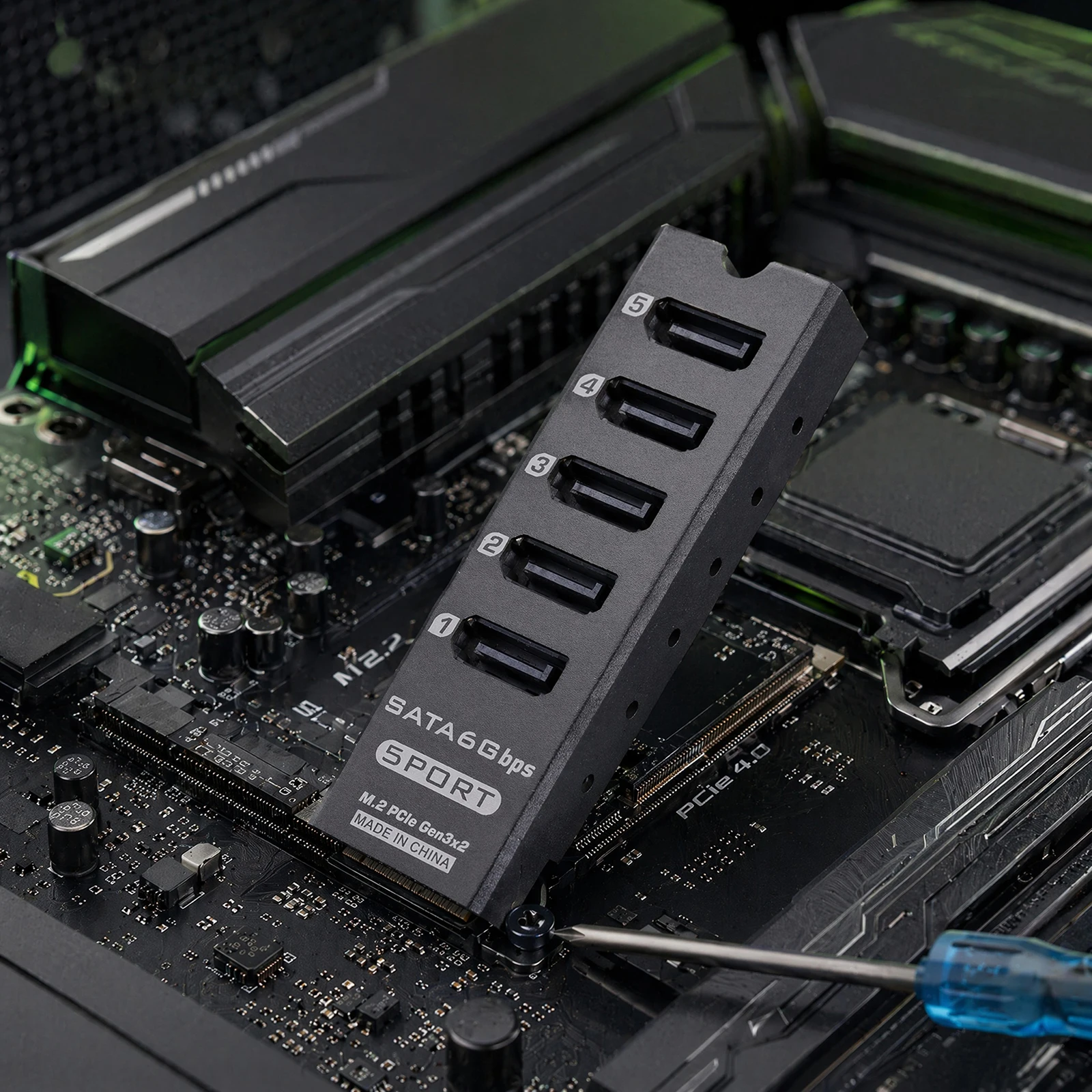 PCIe to 5-Port SATA 6Gbps Expansion Card JMB585 Chipset with Port Multiplier Support Aluminum Shell