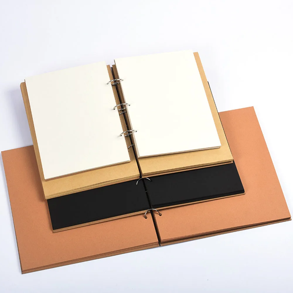 ​A4 Loose-leaf DIY Photo Album Kraft Paper Couple Baby Souvenir Book Large Drawing Book Thickened Hard Cover Can Add Inside Page