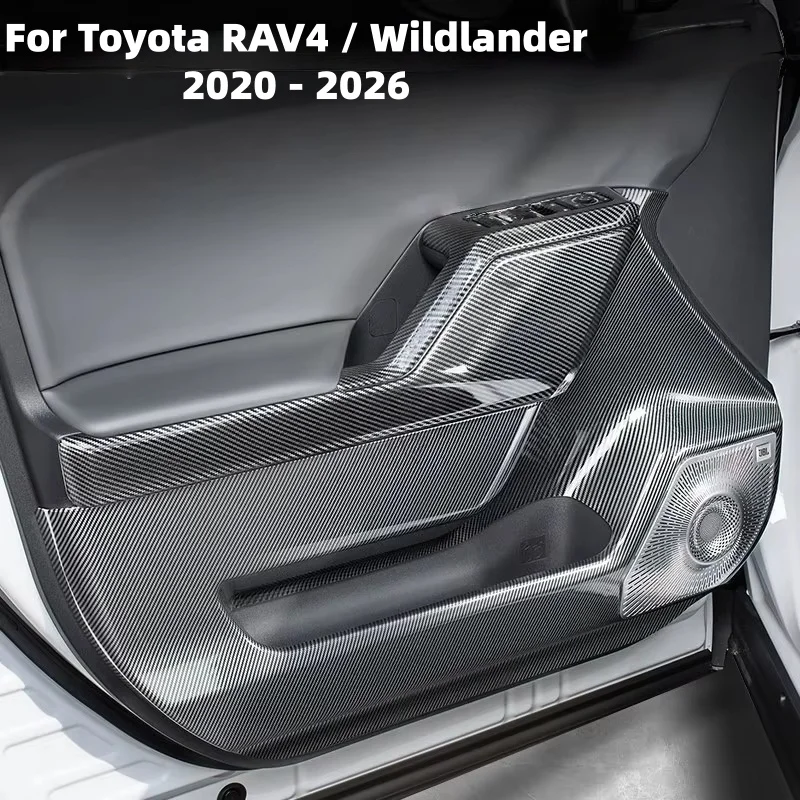 For Toyota RAV4 / Wildlander 2026 Carbon Fiber Car Inner Door Anti-Kick Pad Covers Frame Interior Inner Door Trim Accessories