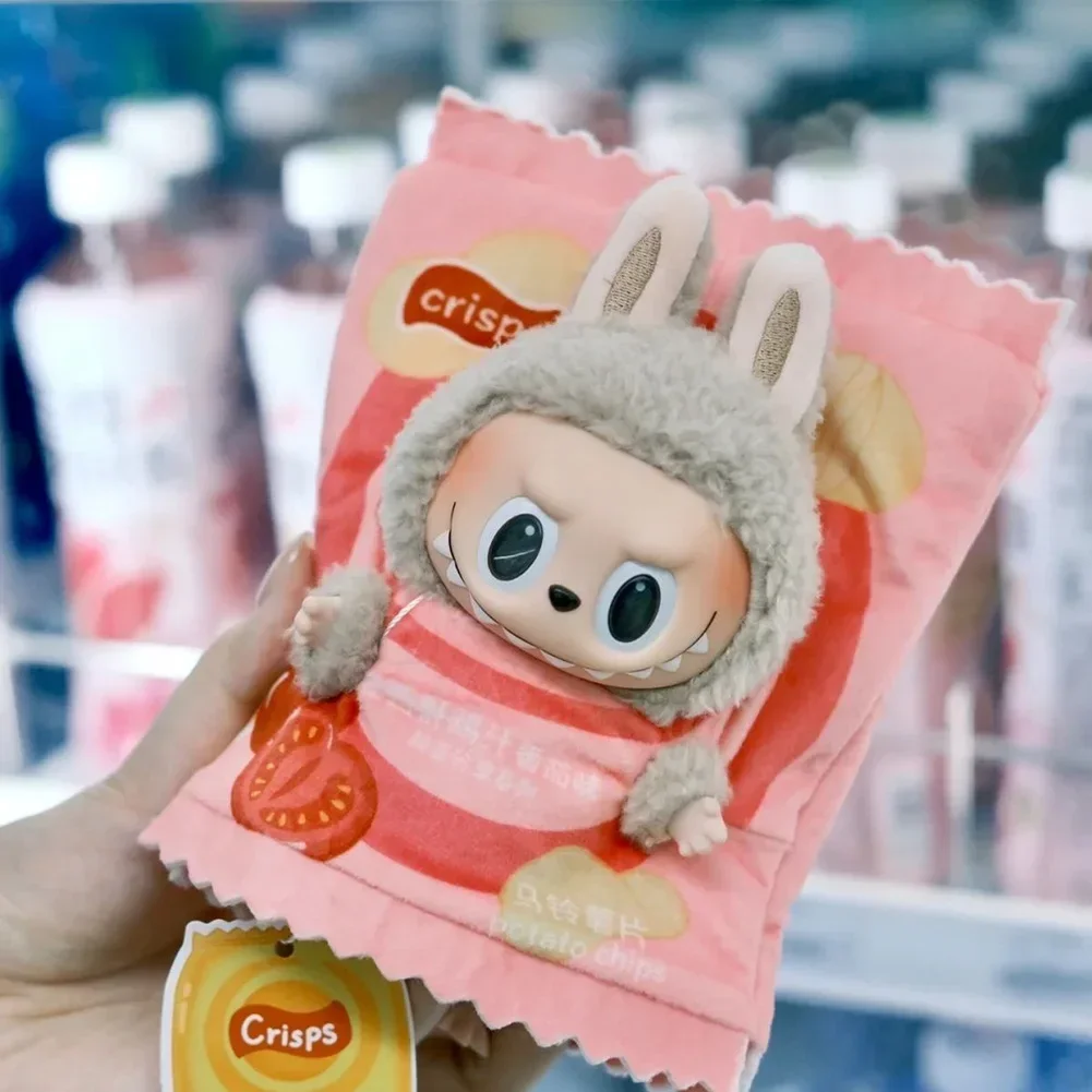 For Labubu The Monsters Figure Doll Potato Chip Packaging Clothes Cartoon Heartbeat Macaron Clothes for Labubu Modle Decoration