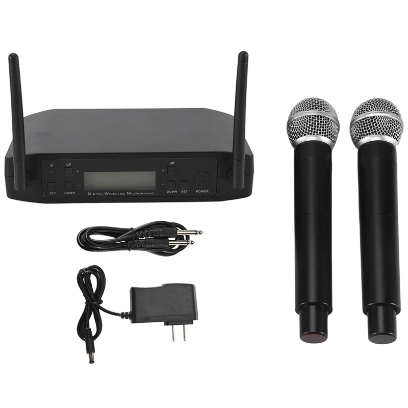 GLXD4 Wireless Microphone 2 Channels UHF Professional Handheld Mic For Stage Party Karaoke Church Meeting