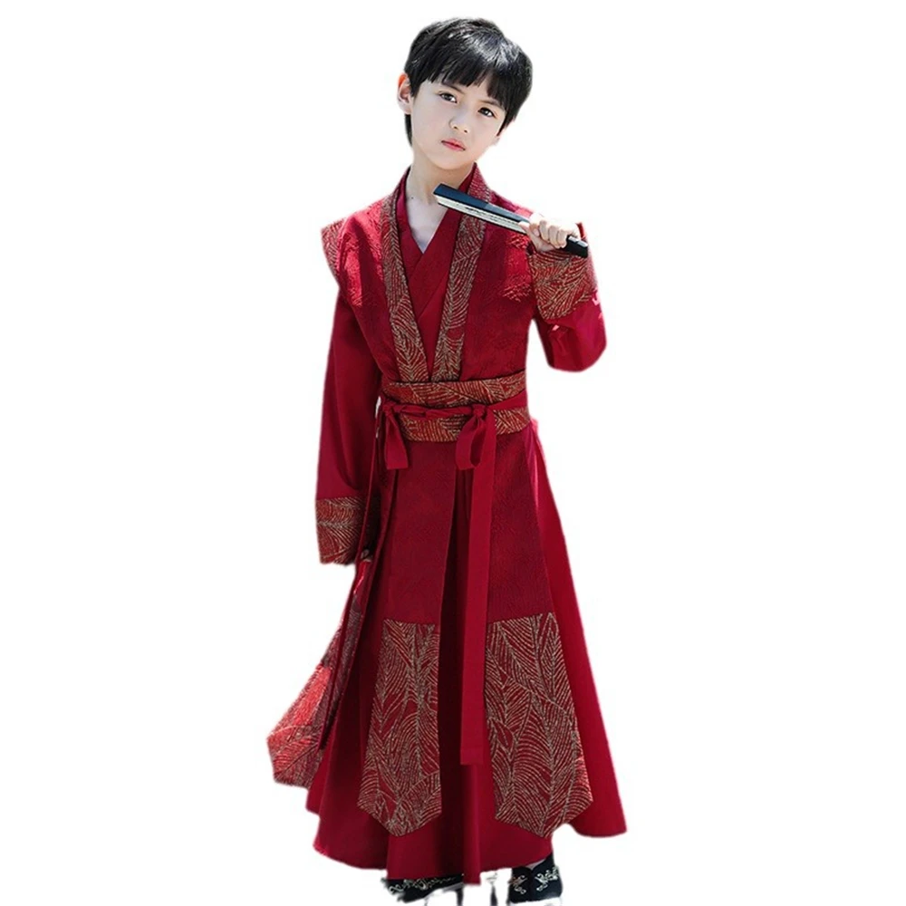 Costume Hanfu traditionnel chinois pour enfants, tenue de performance, beau, haut de gamme, imbibé de Tang, jeune maître, garçon, prairie, amélioré