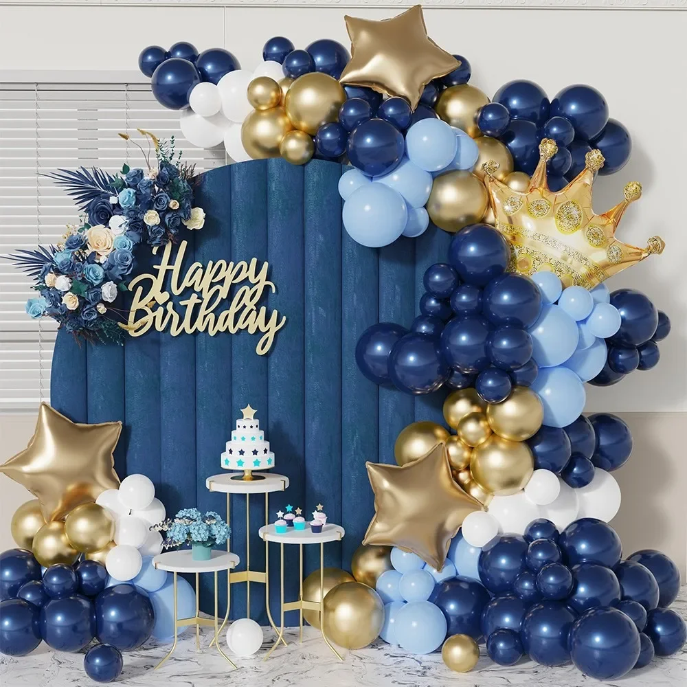 141PCS Golden Crown Party Balloon Garland Arch Set Party Celebration Scene Dekoracja domu, materiały do dekoracji imprez