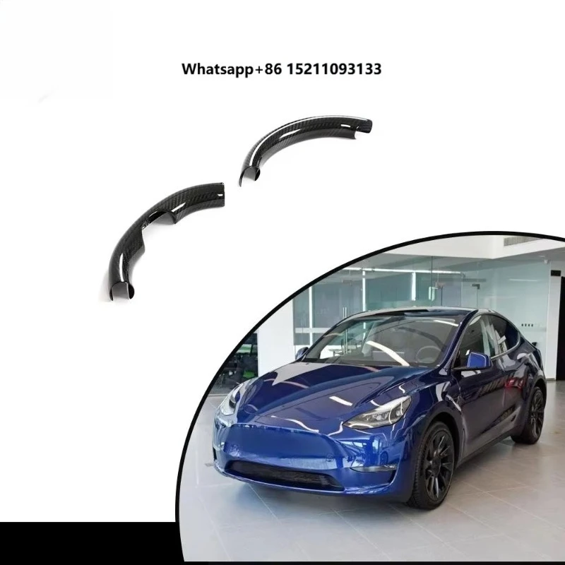 High Quality Fashion Carbon Fiber Steering Wheel Button Covers Car Auto Body Kit for Model 3 2019-23