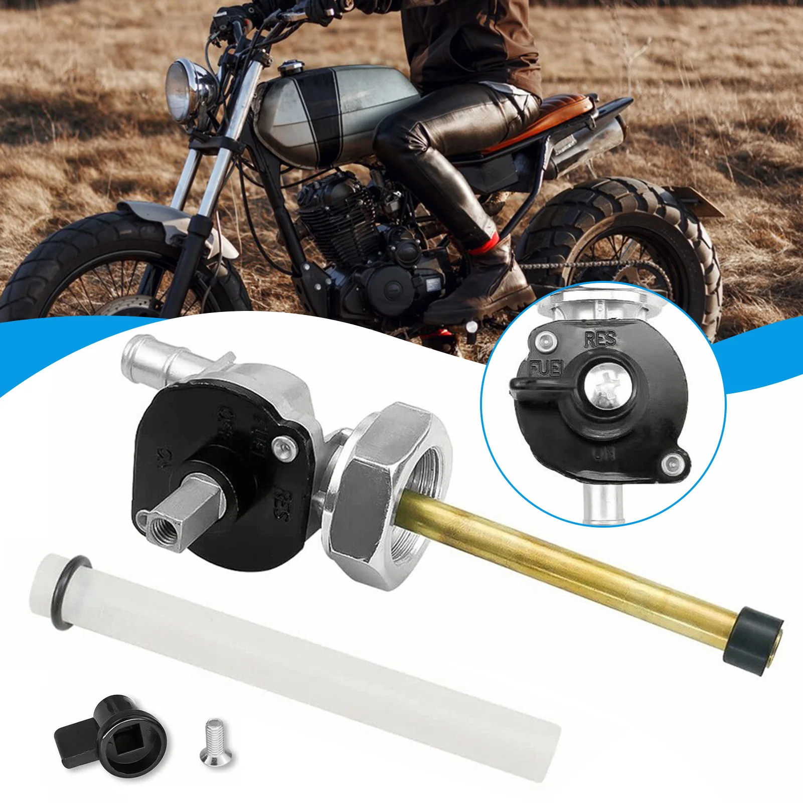 

Simple Fuel Valves Piston Reliable Durable Fuel Tank Switch Motorbike Accessories