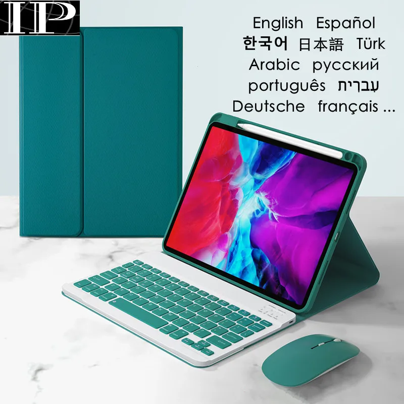 

Funda for iPad 10.2 2021 A2603 A2604 Case Keyboard Cover for iPad 9th 8th 7th Generation Russian Spanish Hebrew Keyboard Teclado