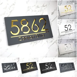 3D acrylic personalized laser cutting digital House Number customized residential street number plate modern home outdoor