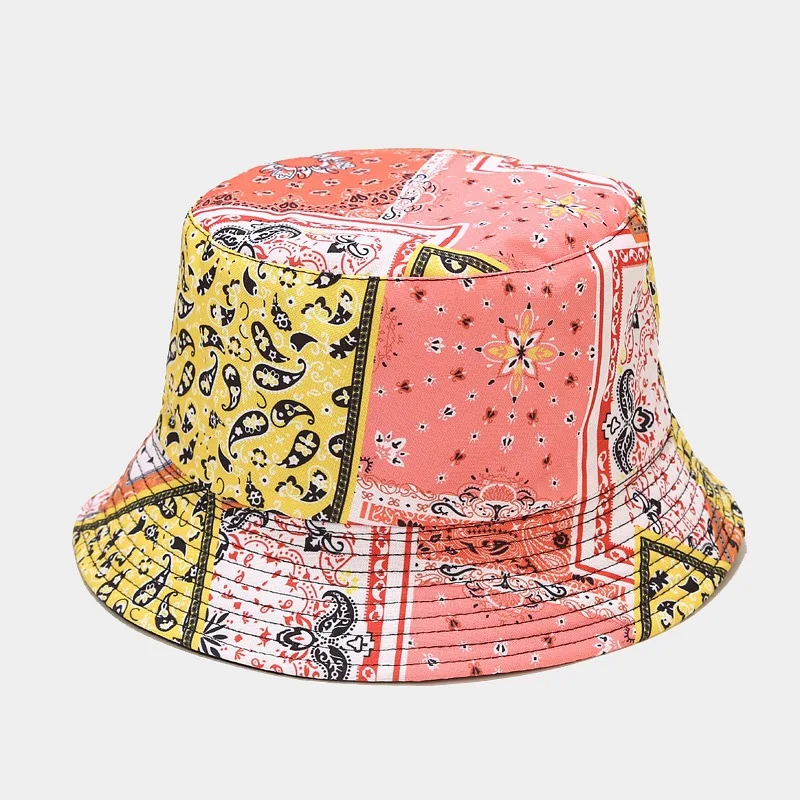 2022 New Fashion Fisherman Hat Summer Sun Protection Paisley Design Double-sided Bucket Hat Basin Women Sun Hat Man Panama