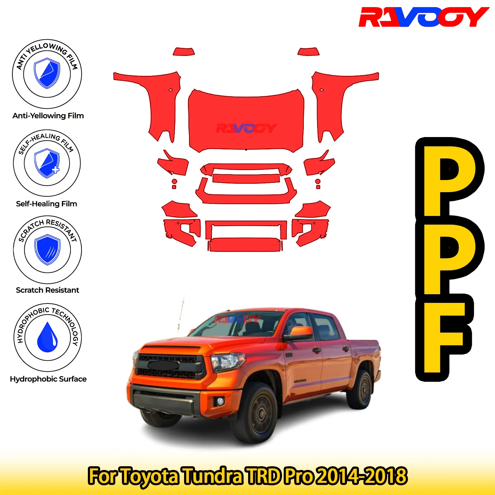 

Для Toyota Tundra TRD Pro 2014-2018 глянцевая матовая черная предварительно вырезанная передняя защитная пленка PPF Kit