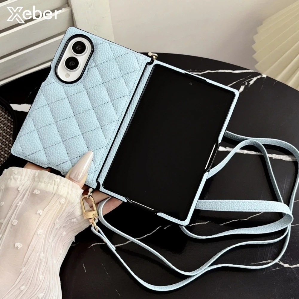 Luxury Crossbody Lanyard Card Slot Holder Case For Samsung Galaxy Z Fold 8 Ultra Fold8 Wallet Strap Cord Bag Leather Back Cover