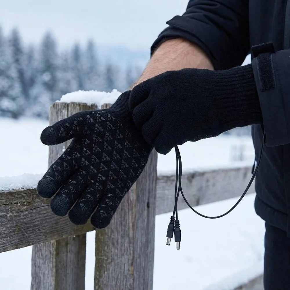 Windproof USB Electric Heating Gloves Touchscreen Full Finger Men Finger Gloves Anti Slip Constant Temperature