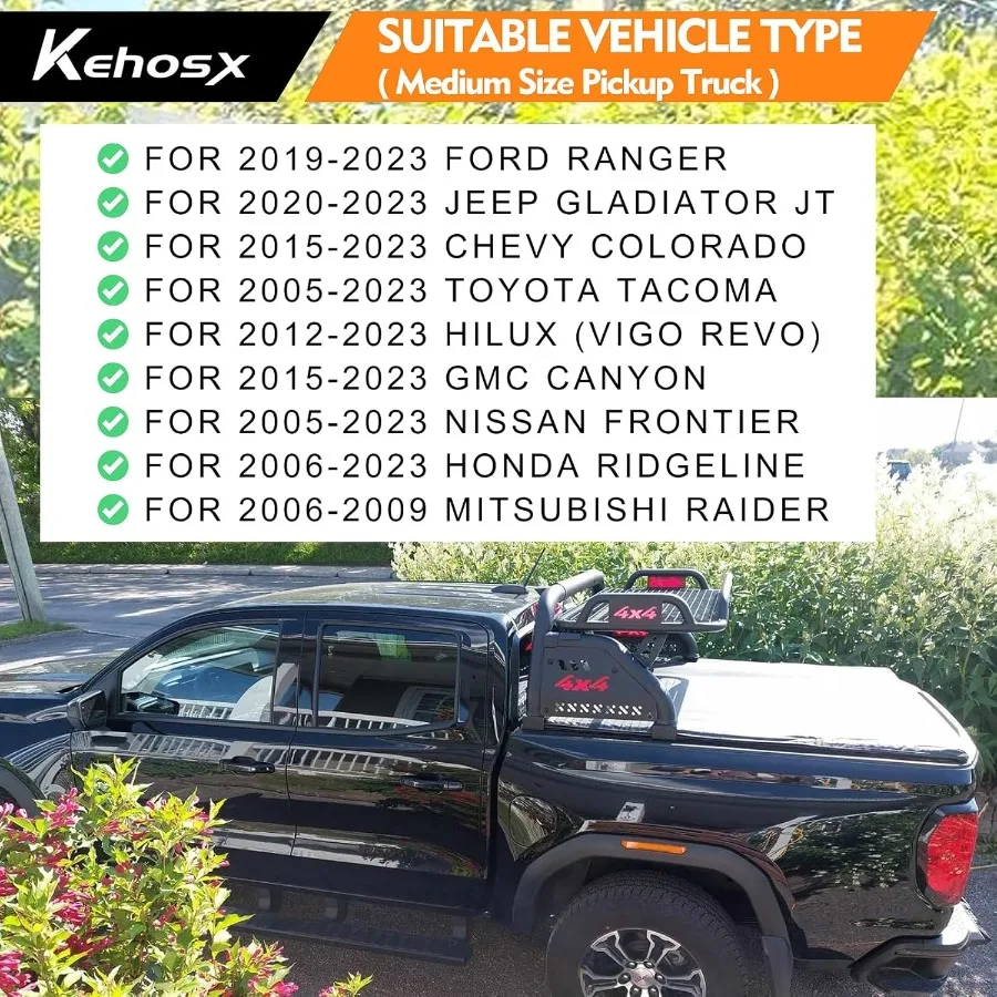 قضبان لفة لرف سرير الشاحنة العالمية مع سلة البضائع لسيارة كولورادو كانيون رينجر نيسان فرونتير تيتان تندرا دودج داكوتا هون
