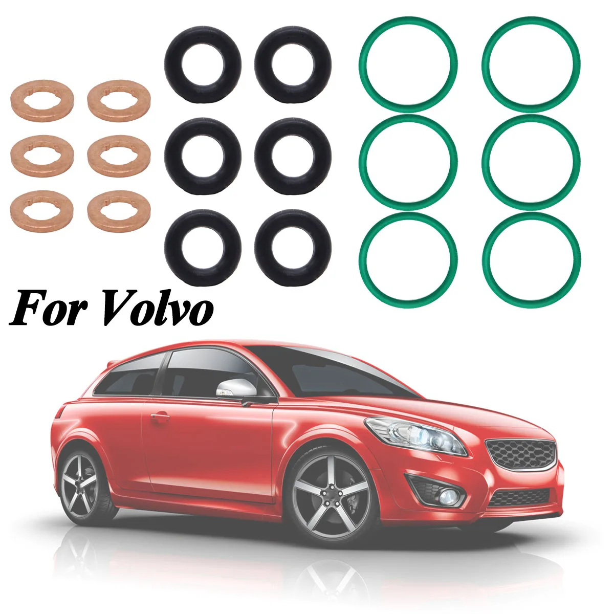 

6Pcs For Volvo V60 I XC60 I SUV V50 Ford Porsche Fuel Injector Nozzle Copper Gasket O-ring Seal Repair Kit Car Replacement Parts