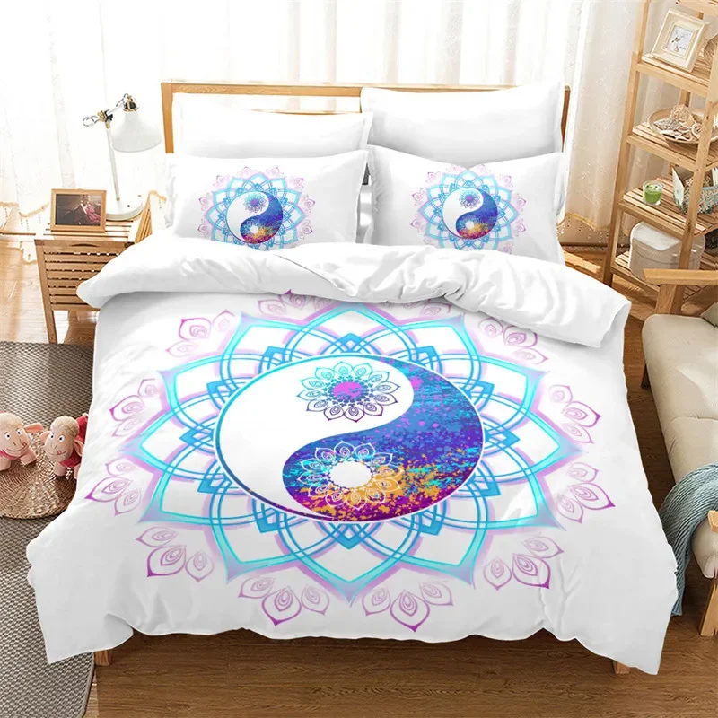 Yin Yang Duvet Cover Chinese Style Gossip Pattern Bedding Set King For Kids Boys Girls Bohemia Psychedelic Art Comforter Cover