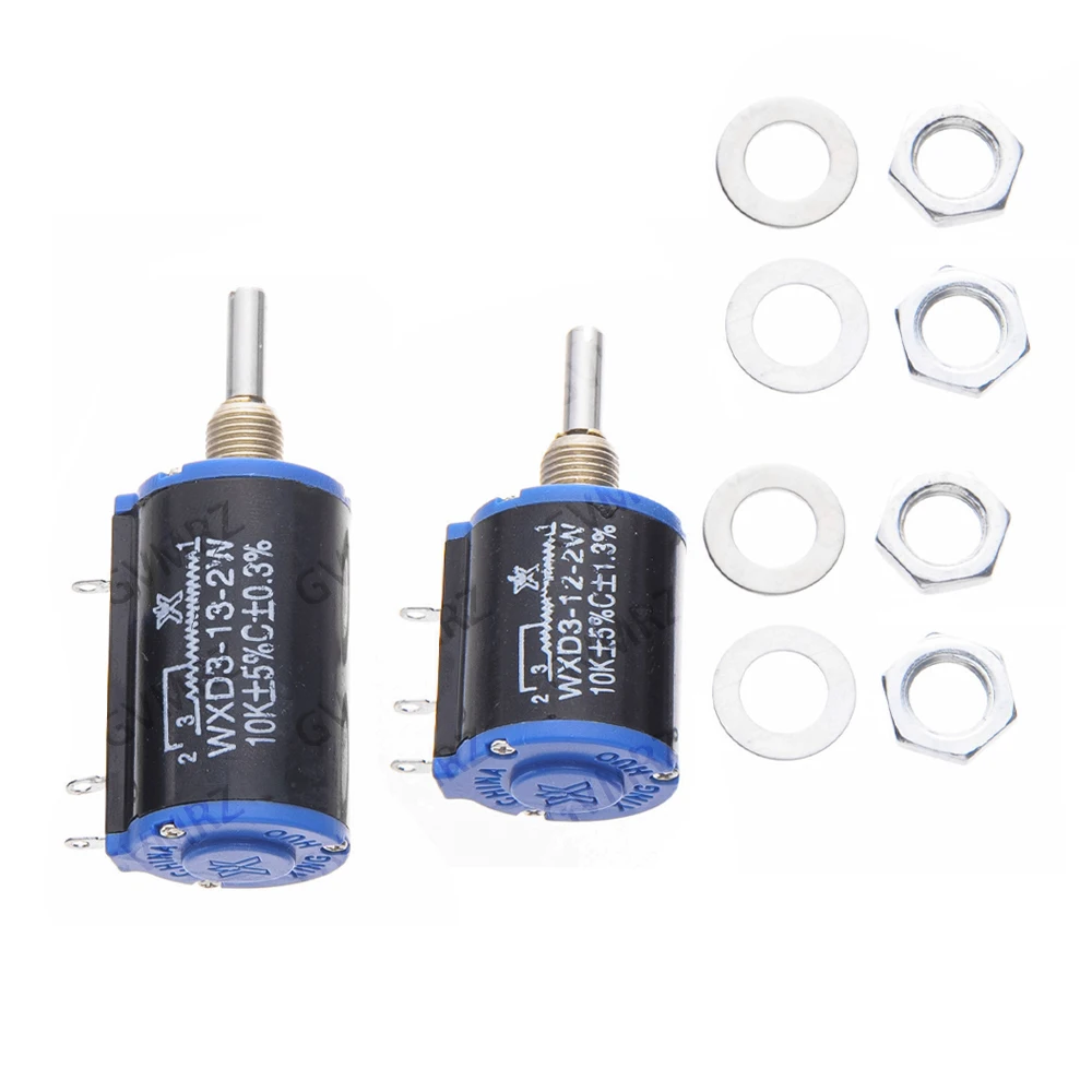 WXD3-12/WXD3-13 2W Multi-Turn Wirewound Resistor - Precision Adjustable Resistor with Mounting Nuts & Washers 100K 680R 5.6K