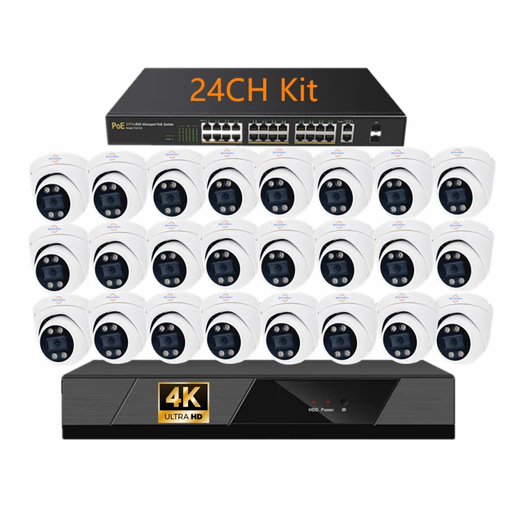 Jianvision 24-قناة 4K 8MP CCTV IP برج نظام الكاميرا للرؤية الليلية 2.8 مللي متر زاوية واسعة تسجيل الصوت تخزين البيانات NVR #1