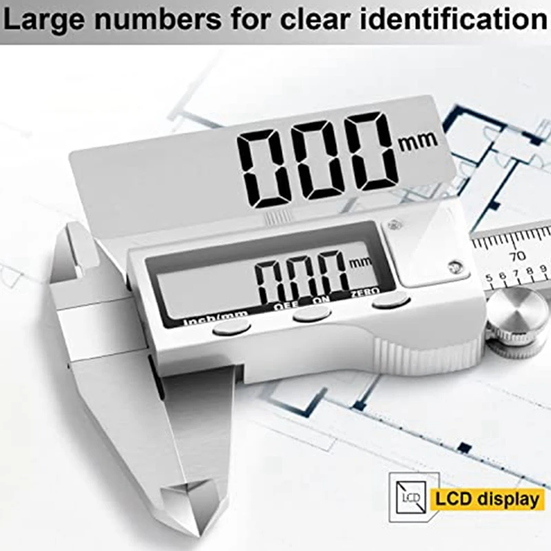 أداة قياس الفرجار الرقمية ، الفولاذ المقاوم للصدأ الورنية الفرجار ، ميكرومتر الرقمية ، 6 "، 150 مللي متر التحويل