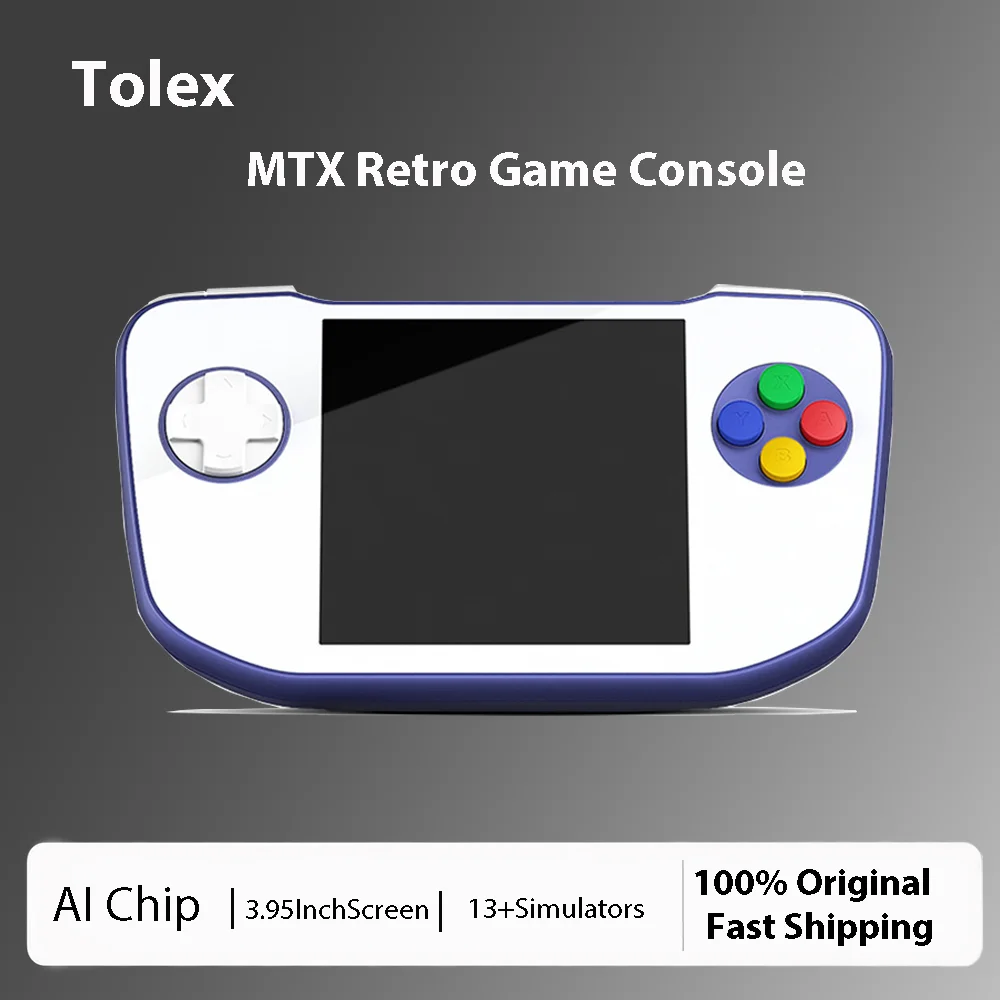 Tolex MTX Retro Handheld Game Console 3.95Inch IPS Screen AI Chip 13+Simulators 2Players Battle Retro Video Game Console 3000mAh