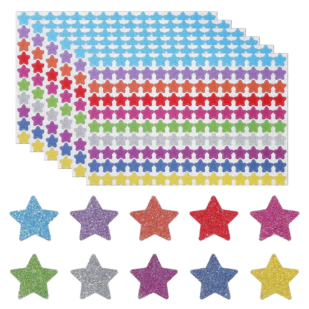 10 Sheets Star Chart for Kids Behavior Classroom Pentagram Sticker Small Stickers Five-point Student