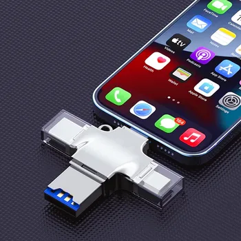 4 in 1 iPhone Tip C TF Kart Okuyucu Mikro usb Veri Dönüştürücü OTG Adaptör Kart Okuyucu iPhone 15 14 13 12 ios Aksesuarları