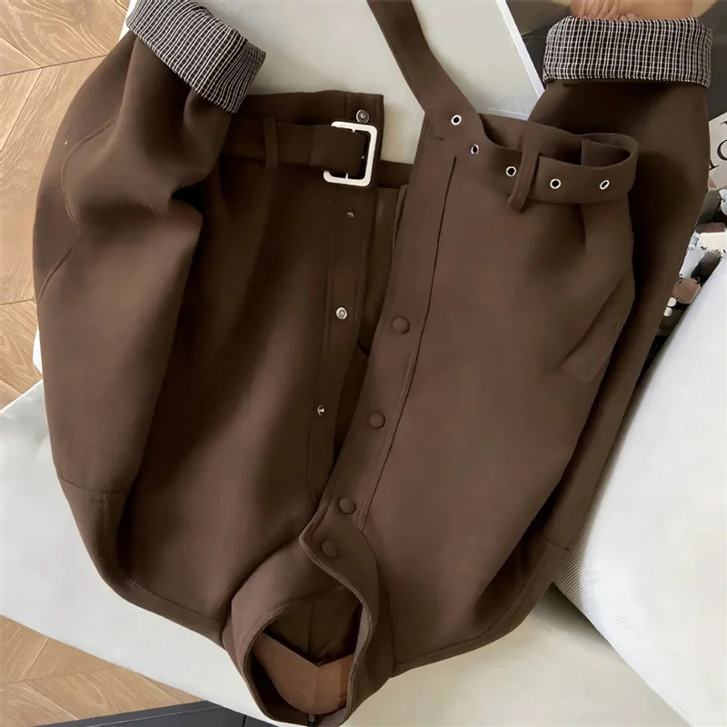 

Осенне-зимняя женская шерстяная куртка с длинными рукавами, модное шерстяное пальто в стиле пэчворк, корейская женская куртка свободного кроя с воротником-стойкой и клетчатым узором