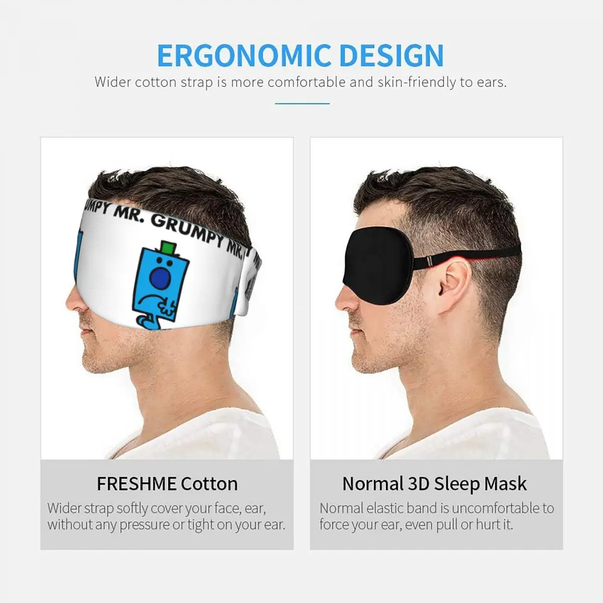 Mr. Grump sleep eye mask Light Blocking Portable Eye Cover for Girls Boys Office Nap Party Gift Eyeshade eyepatch view 5