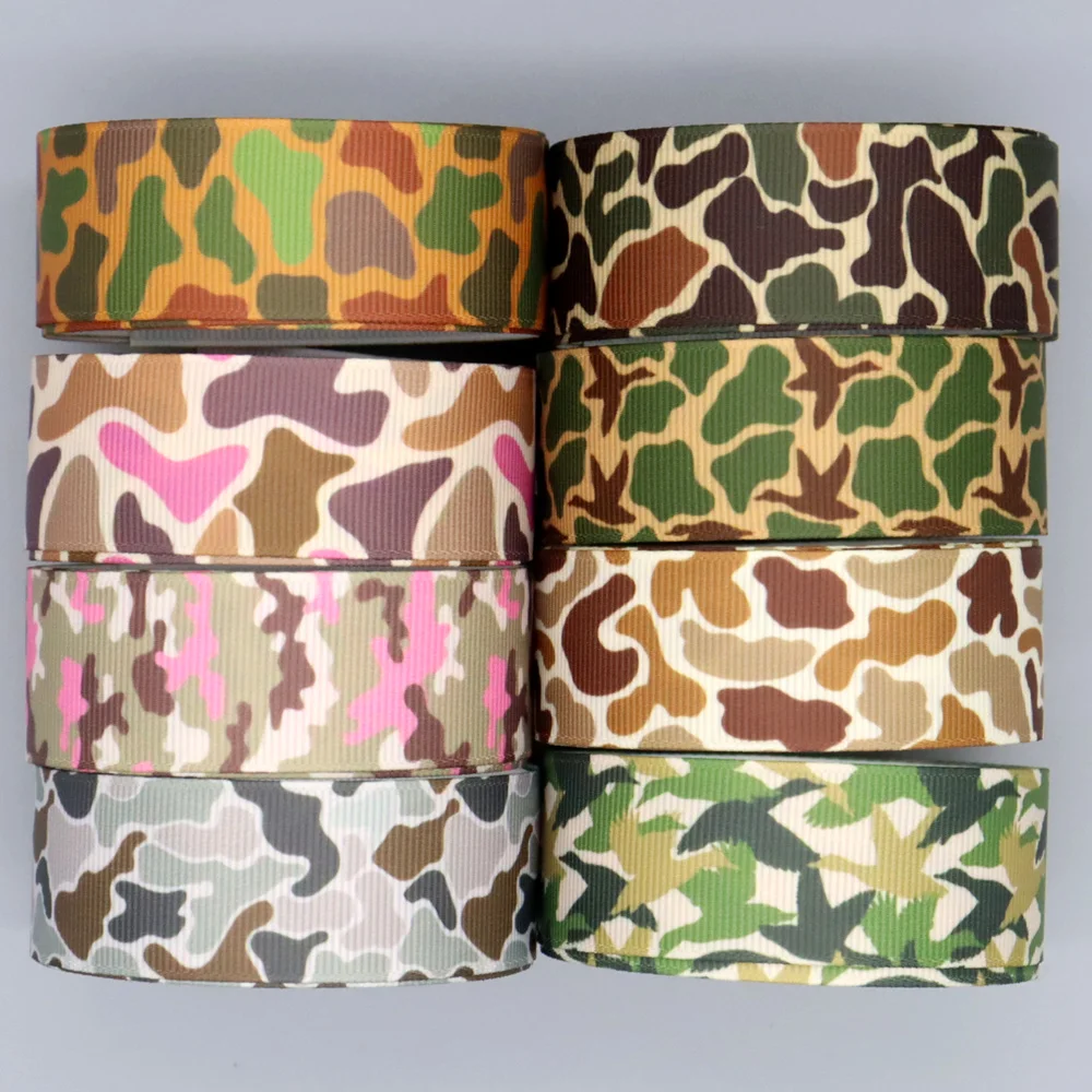 DHK 50yards Duck Geese Hunting Camo Printed Grosgrain Ribbon Accessories Collar DIY Sewing Craft Decoration S2759