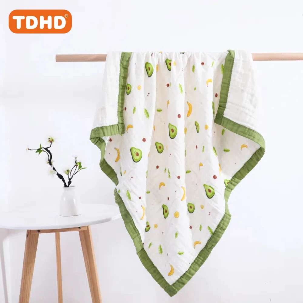 TDHD Set di asciugamani da bagno e coperte grandi per bambini, uso per tutte le stagioni, morbida fibra di cotone lavorata a maglia, simpatica stampa di banane e avocado, asciugamano versatile