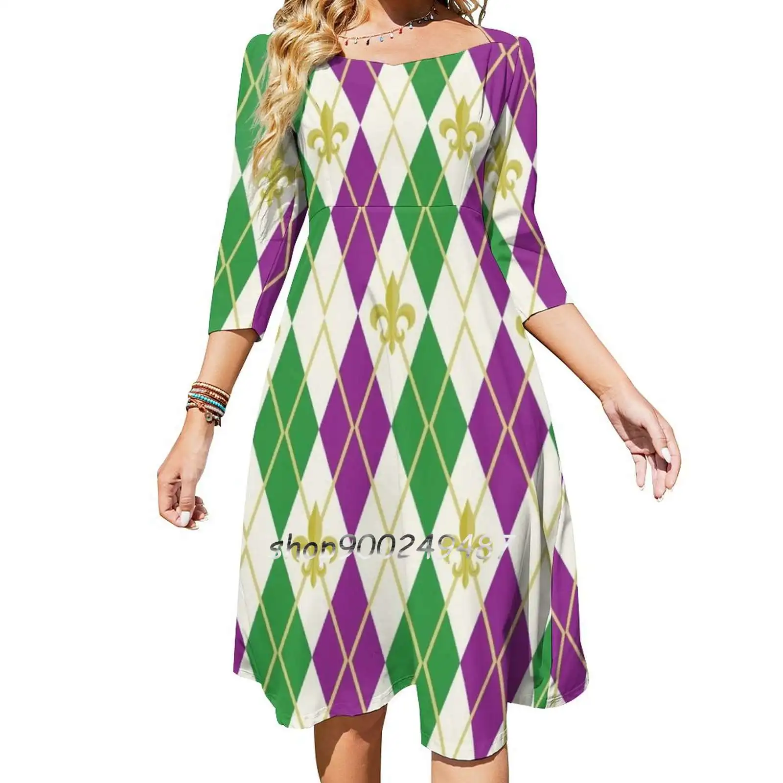 

Mardi Gras Argyle Sweet Elegant Dress Women Korean Kawaii Square Collar Dress Valerie Hartley Bennett The Layers Of Design