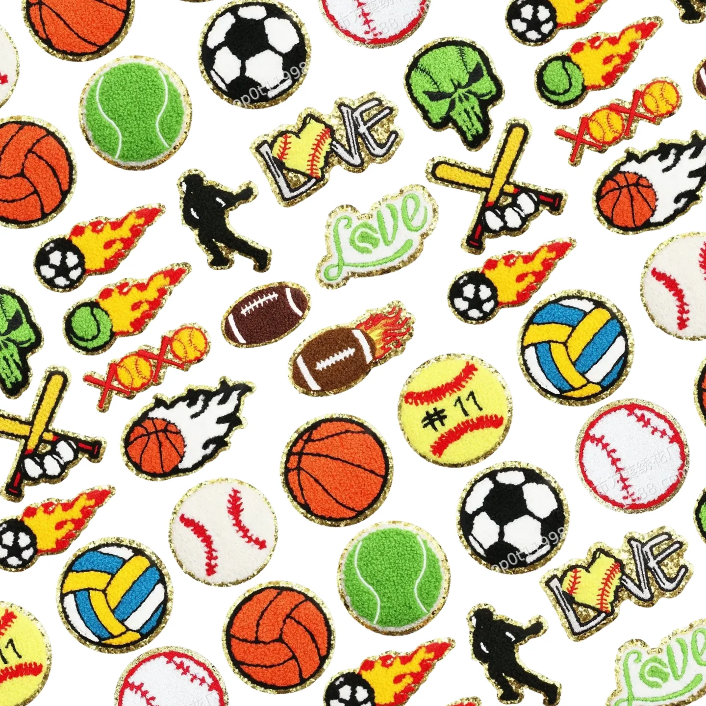 

Rugby Embroidery Patches Sticker Basketball Football Decoration Towel Embroidery Patch Sticker Baseball Chenille Embroidery