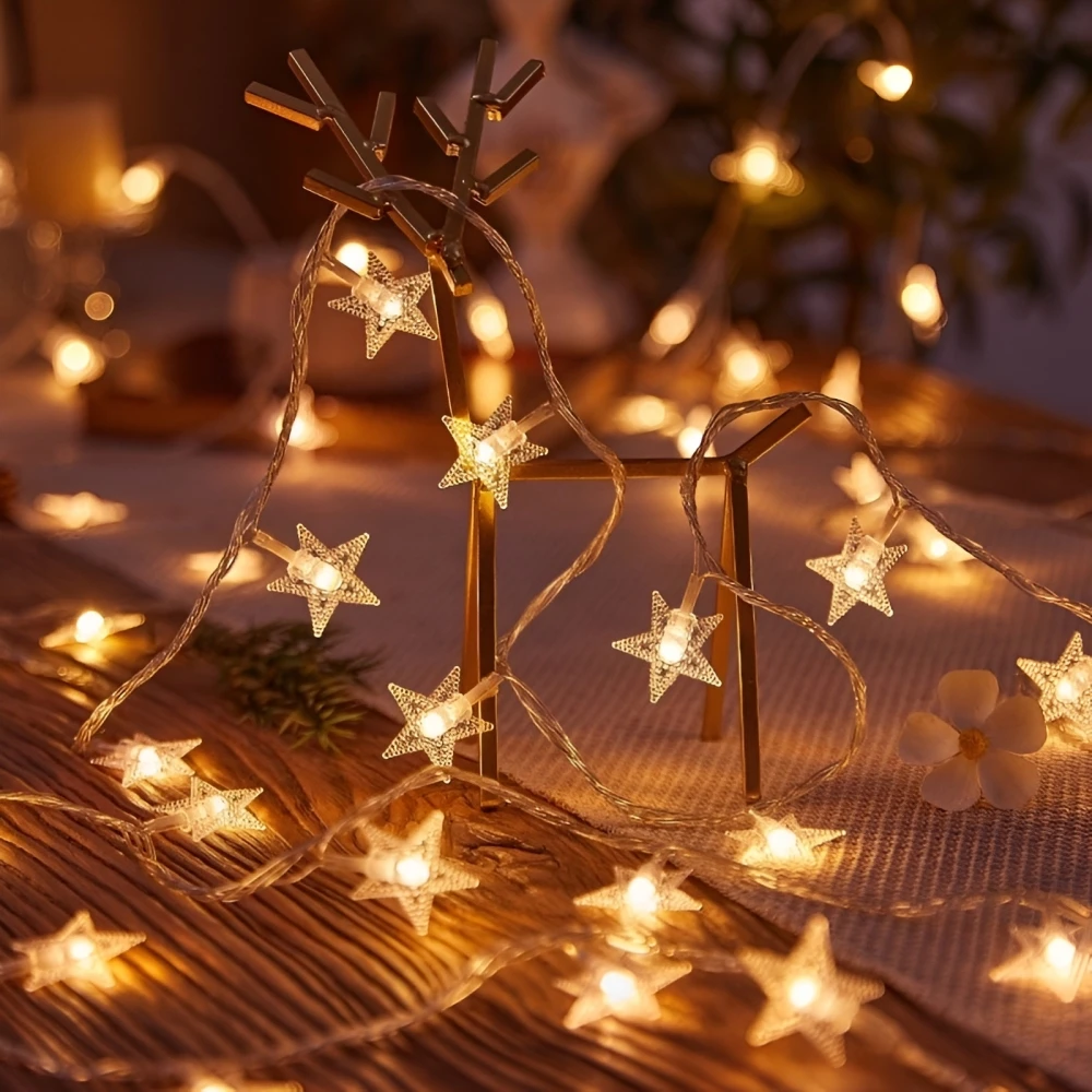 أضواء سلسلة النجوم، تعمل بالبطارية 40/20/10 LED لطيف معلق ستار الجنية ضوء لغرفة النوم حفل زفاف شجرة عيد الميلاد الديكور #3