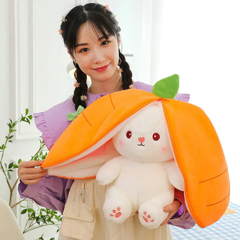 35-60cm Giant Size Doll Fruit Transfigured Plush Toy Lovely Rabbit Turn to Caot Strawberry Dolls Stuffed