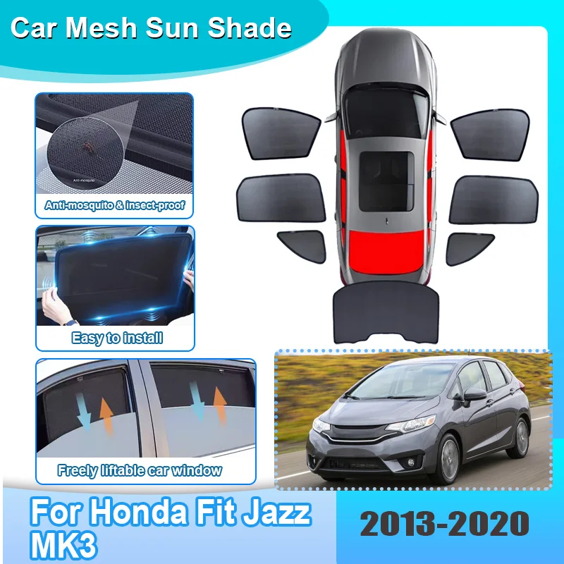 

Car Window Sunshade For Honda Fit Jazz MK3 2013-2020 Visor Mesh Anti-UV Heat Insulation Windshield Frame Curtain Car Accessories