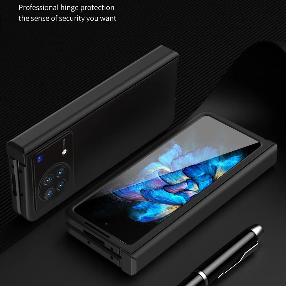 360 All inclusive Hinge Case for Vivo X Fold 5G with Front Screen Tempered Glass Film for Vivo X Fold Hard Back Armor 3in 1 Case