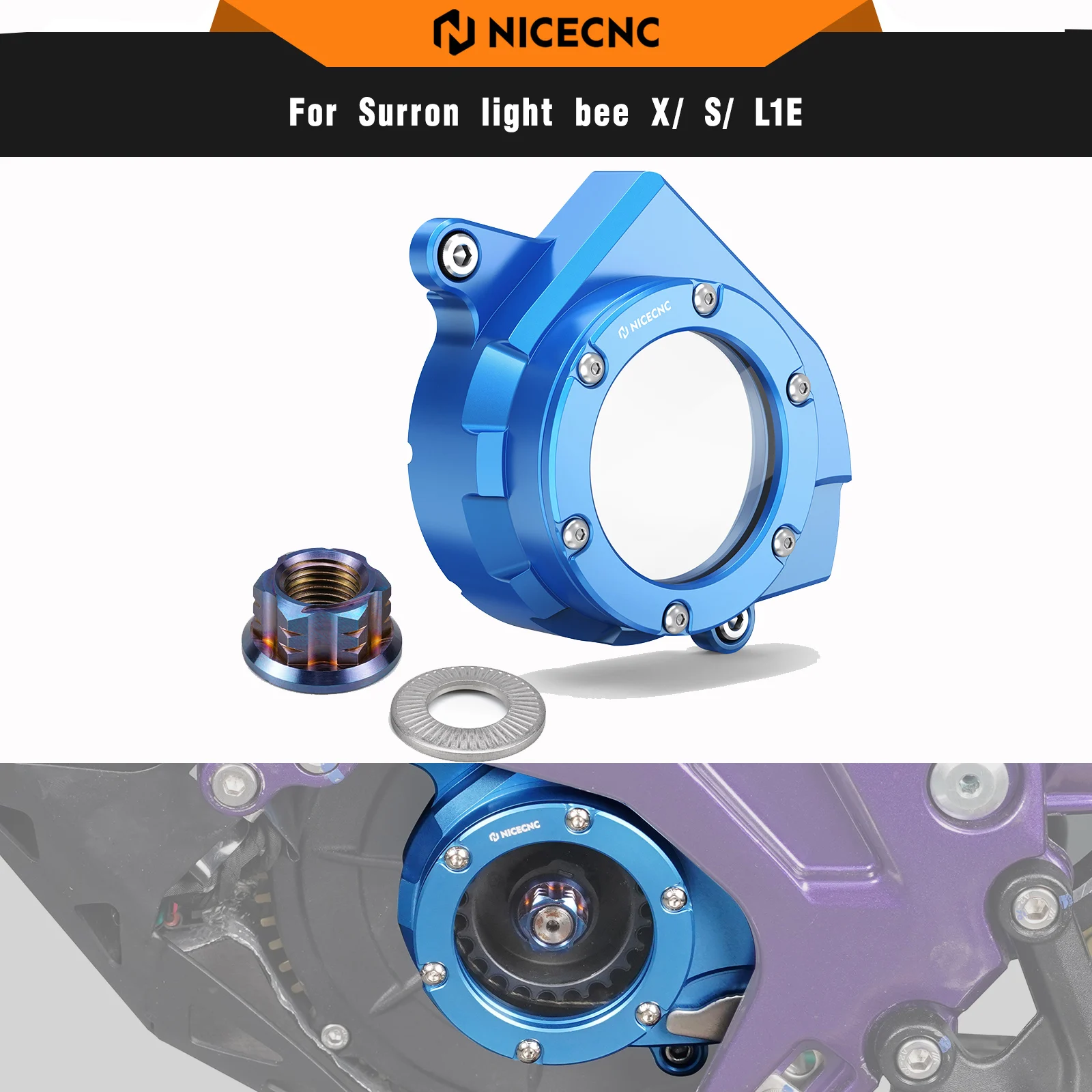 

NICECNC Belt Pulley Cover & Primary Belt Pulley Nut For Surron light bee X light bee S light bee L1E Segway X160 X260 Sur-ron