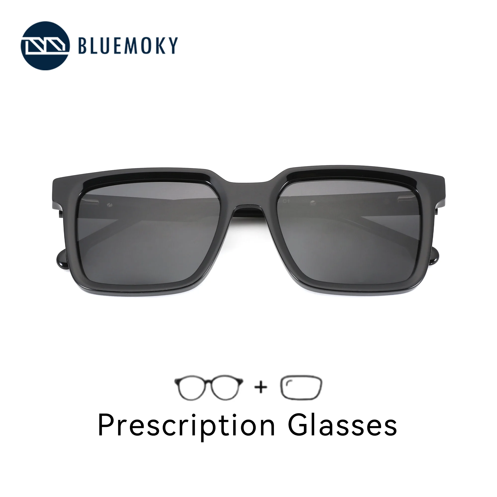 

BLUEMOKY L Size Square Acetate UV400 Polarized Prescription Sunglasses For Men Progressive Optical Sun Glasses