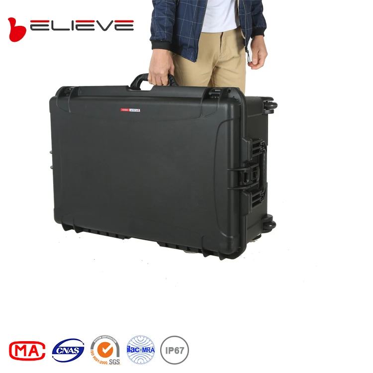 Plastic Trolley Toolbox with Wheels, Impact Resistant, Sealed, Waterproof, Pp Tools Case with Wheels