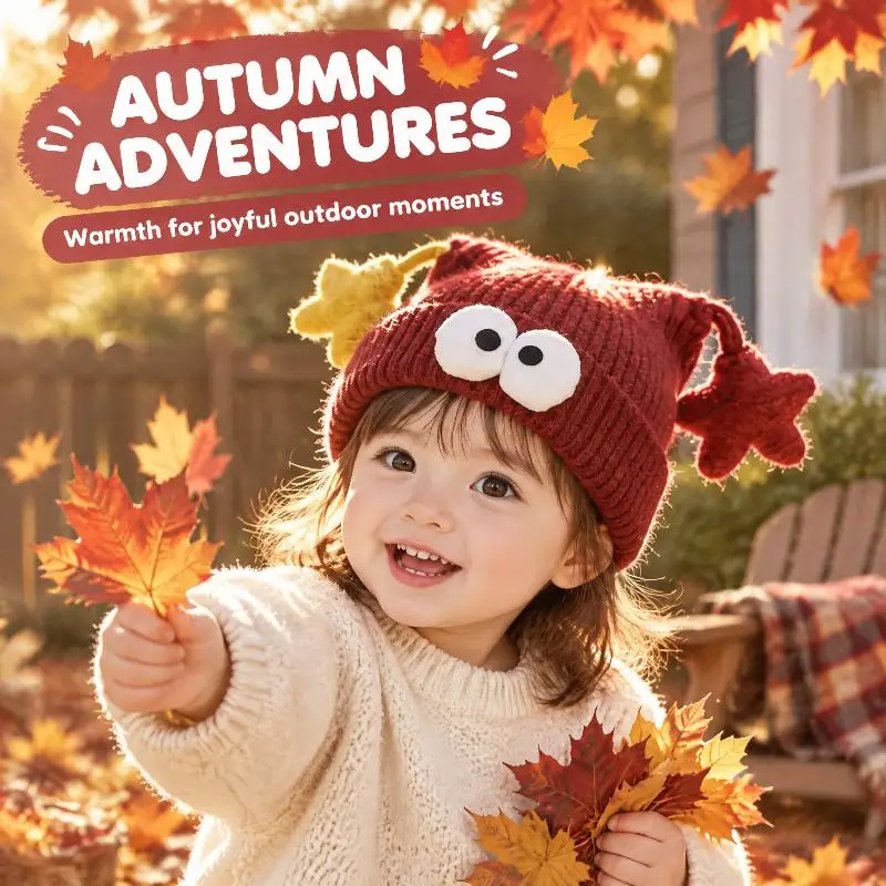 Cute 3d Star Decor Kids Knitted Beanie, High Thermal Retention Skin-Friendly Winter Hat For Toddlers' Daily Cold Protection