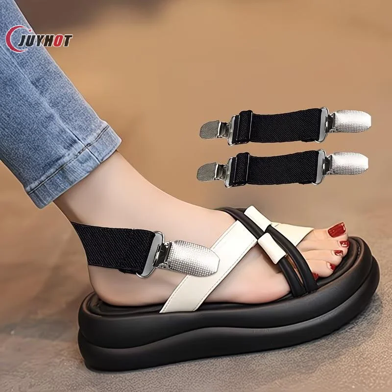 2pcs Slippers Anti-Heel Off Tool Elastic Adjustable Sandal Tightening Strap Heel Fixing For Slippers Sandals