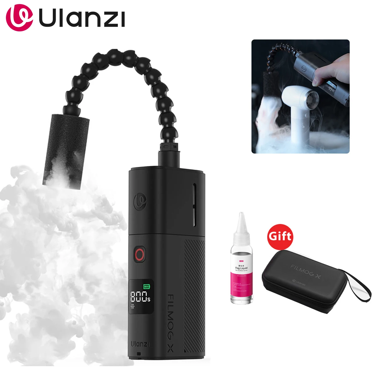 ULANZI FM02 Tragbare Nebelmaschine 30W Batteriebetriebene Tragbare Rauchmaschine Handgehaltene Nebelmaschine Nebelgerät Kamera-Zubehör