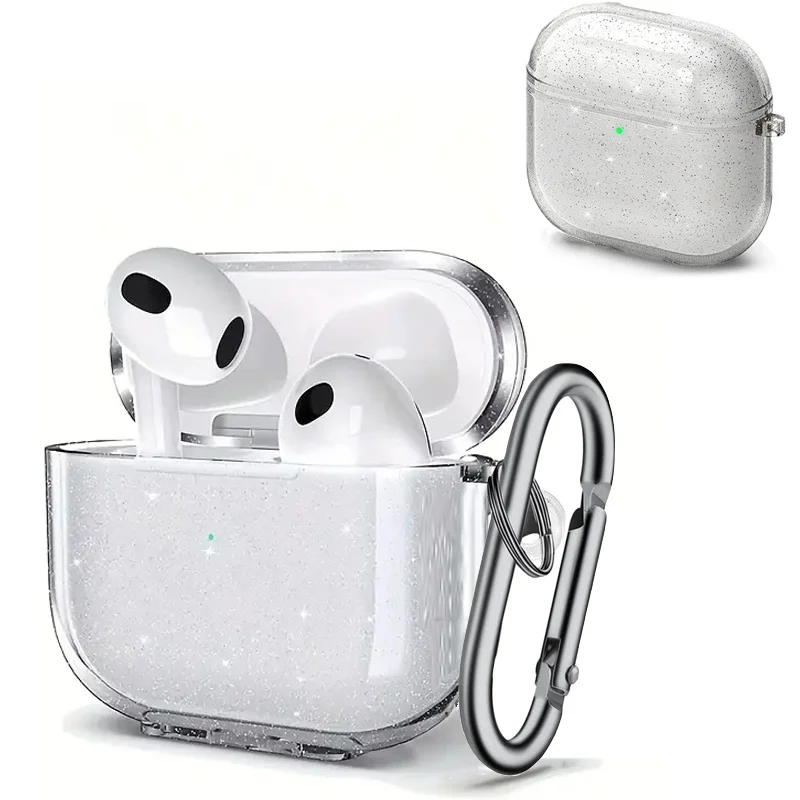 Glitter Silicone Earphone Cover For Apple Airpods Pro 2 1 Headphones Protective Case With Keychain For Air Pods 1th 2th 3th Gen