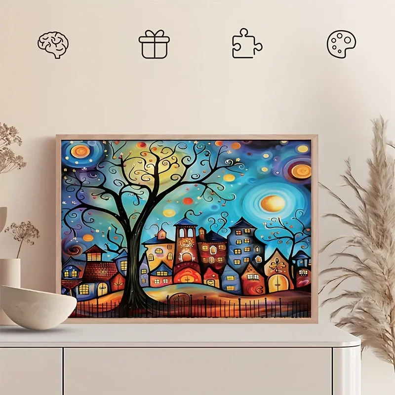 Mini tamanho quebra-cabeça 1000 peças torcido redemoinho 38x26cm arte abstrata surreal, desafio de dobra mental para adultos para decoração de casa moderna