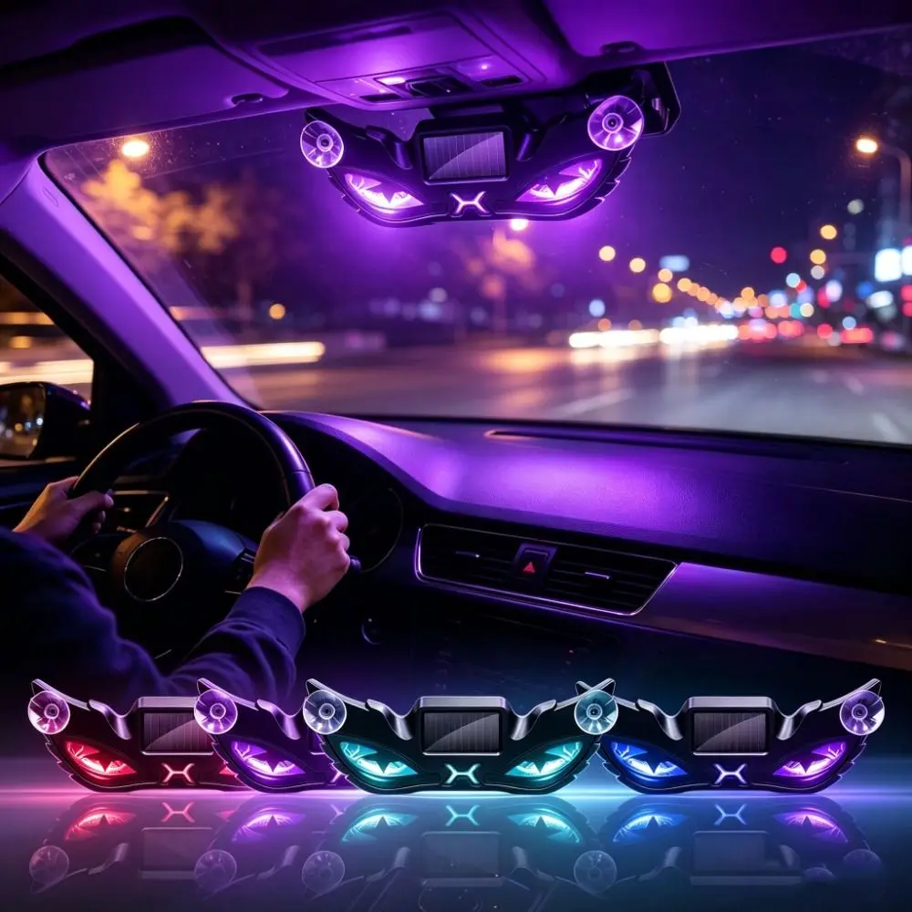 Blinking Moving Eyes Solar Demon Eye Light Suction Cup Installation Colorful Anti-Rear-End Light Warning Suction Cup Mount