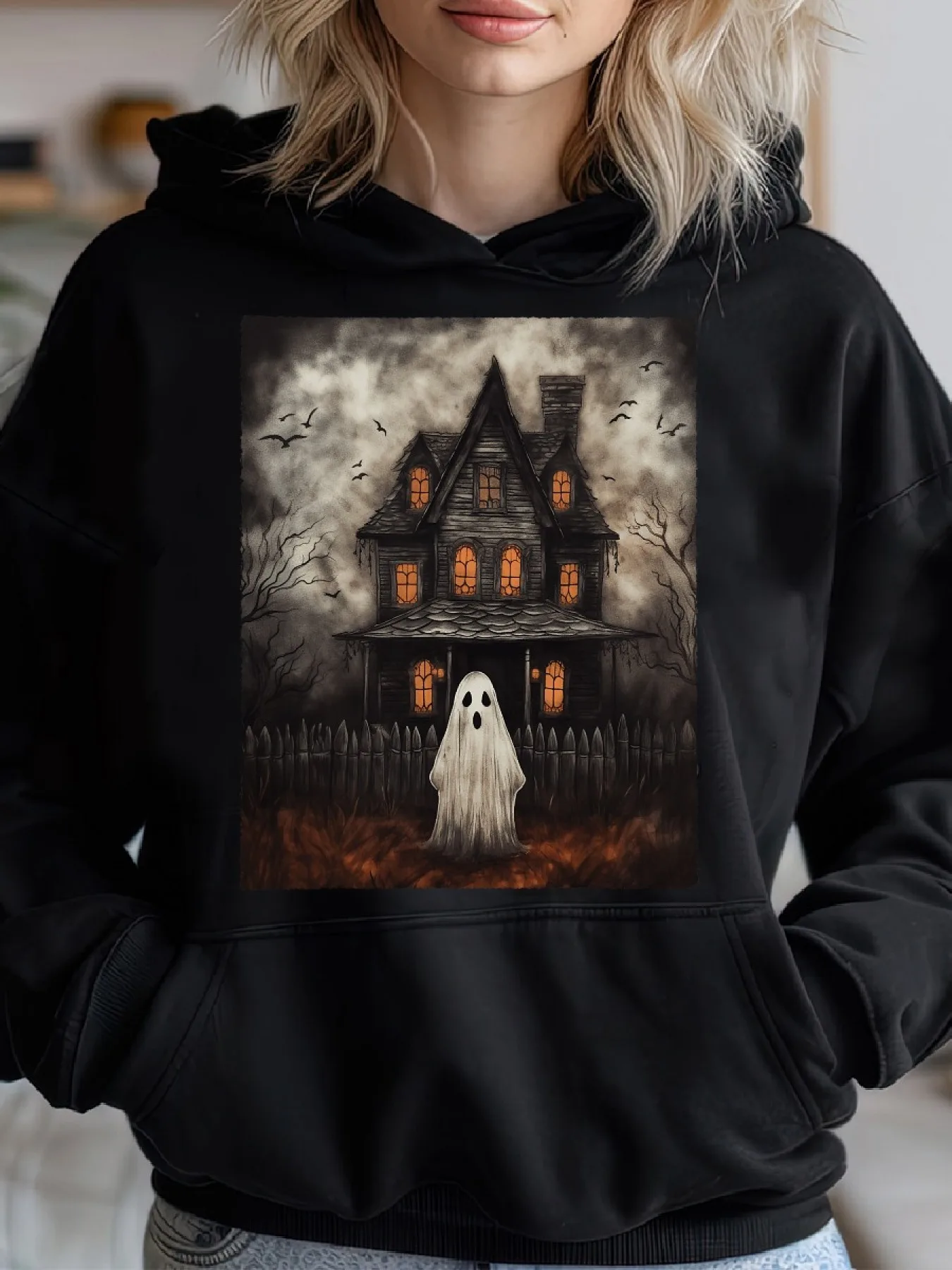 

Halloween Graphic Printing Autumn and Winter Pure Cotton Men's and Women's Hoodies Outdoor Street Sports Training Brand Trend