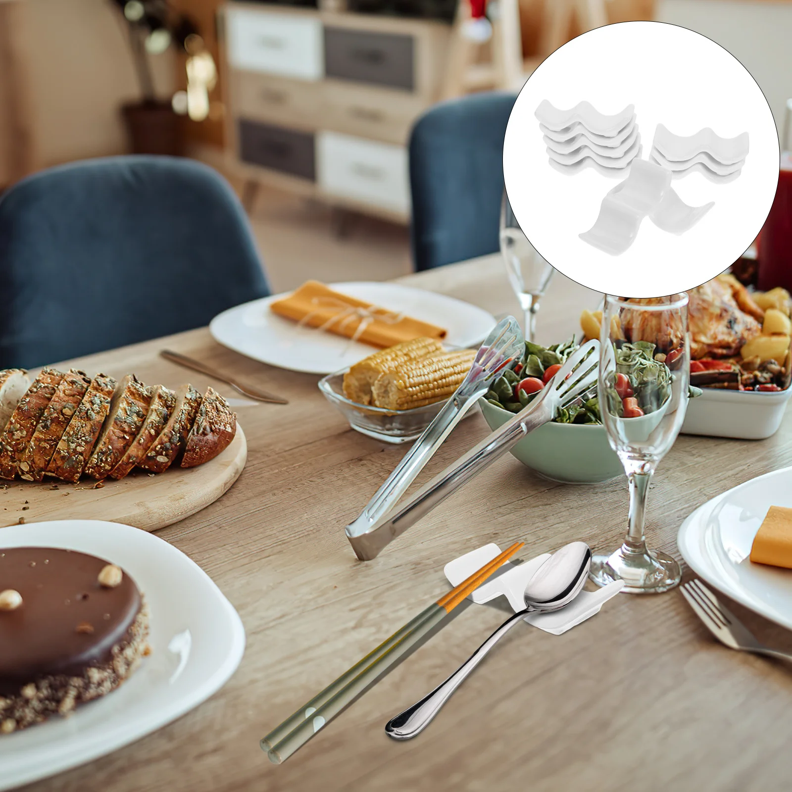 

10Pcs Ceramic Porcelain Chopstick Fork Spoon Rest Holder Dining Table Kitchen Organizer Prevent Rolling Easy Clean