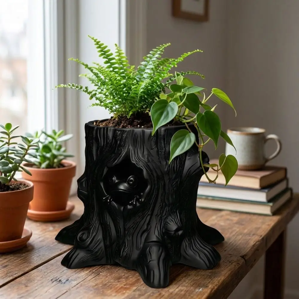 Aesthetic Decor 3D Printed Tree Hole Plant Pot Unique Decorative Stump Potted Plant Irregular Novelty
