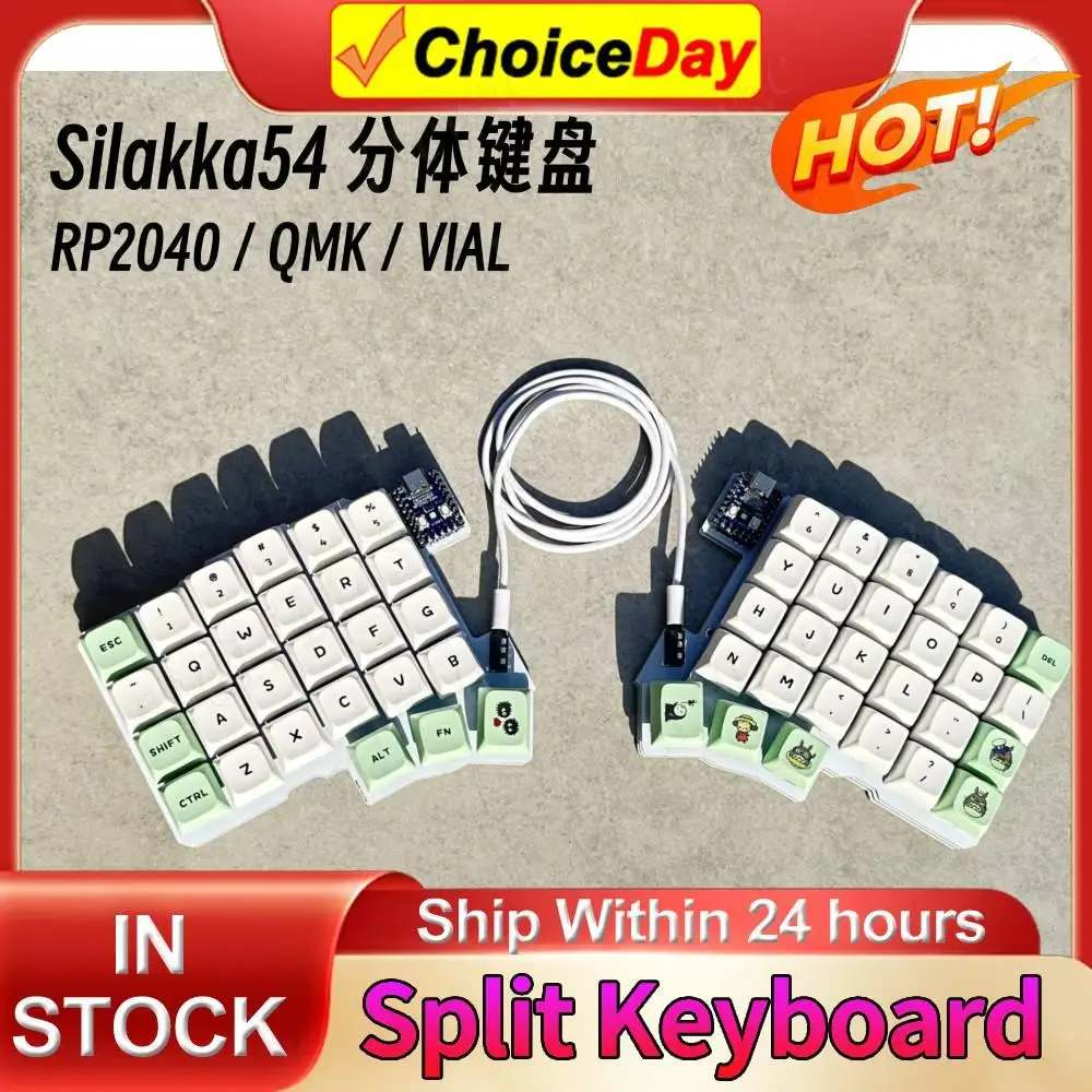 Silakka54 Split Keyboard Kit VIAL/QMK Wired Custom Hotswap Ergonomic Gaming Left And Right Handed Mechanical Keyboard Accessorie