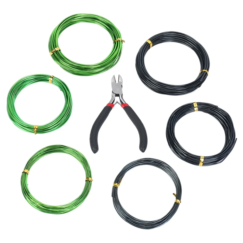 Bonsai Tree Training Wires com Kit Cortador de Fios Alumínio Anodizado Anti-corrosão Resistente à Ferrugem 5m Pcs